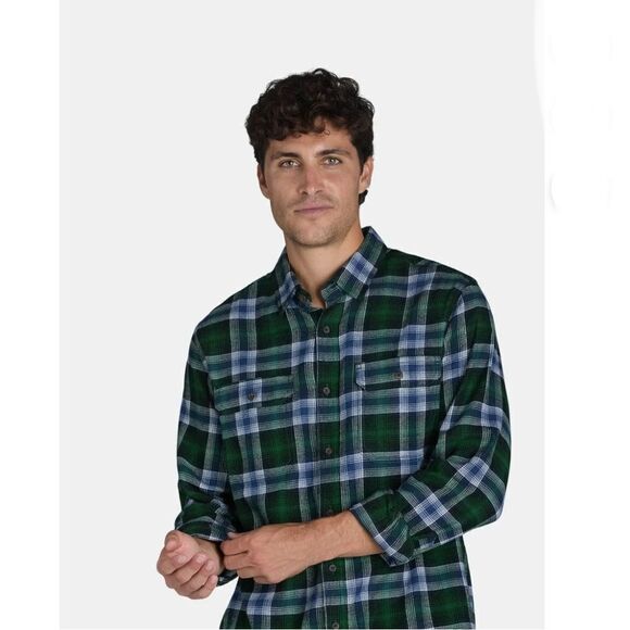 Men's Cozy Plaid Flannel Shirt With Long Sleeve 2-Pack Size M - Picture 6 of 10